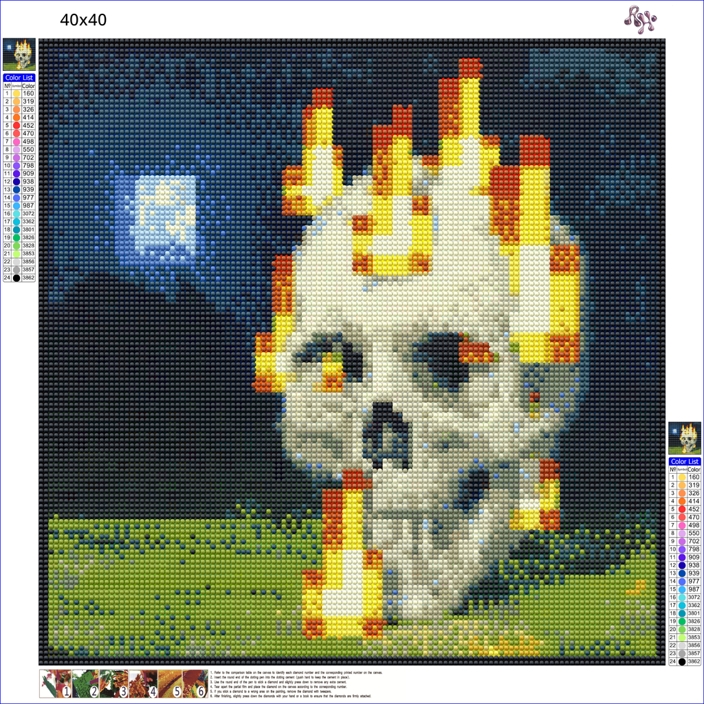 Burning Skull at Night