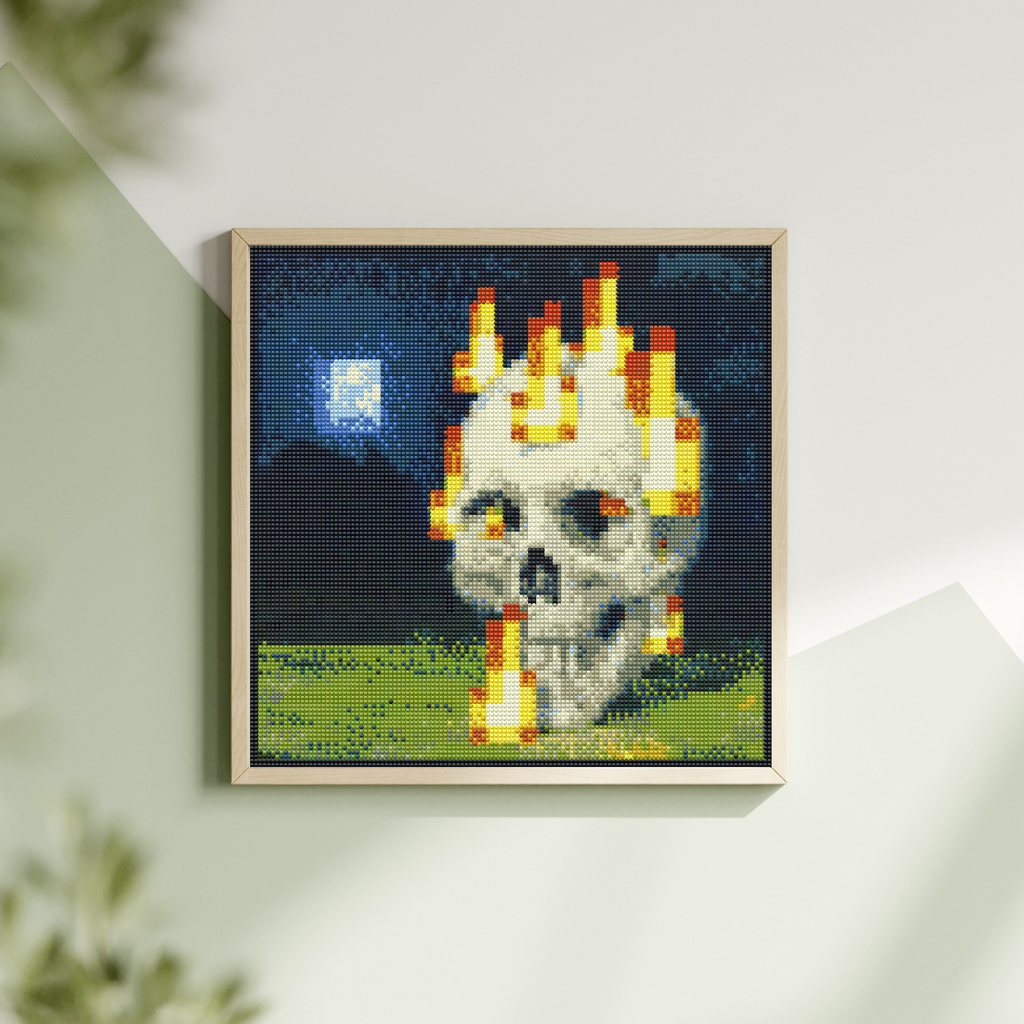Burning Skull at Night